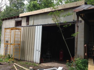 Soffit being attached to the front of the garage